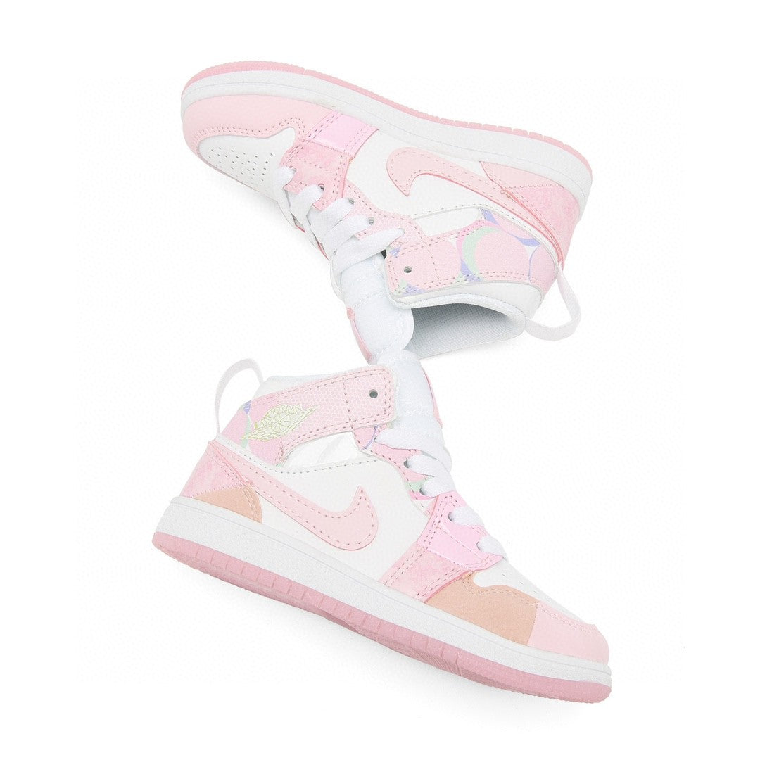 Kids Air Jordan 1 High 'White Triple Baby Pink'