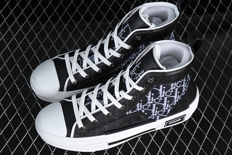 Dior Oblique Canvas B23 High-Top Sneaker Black and White