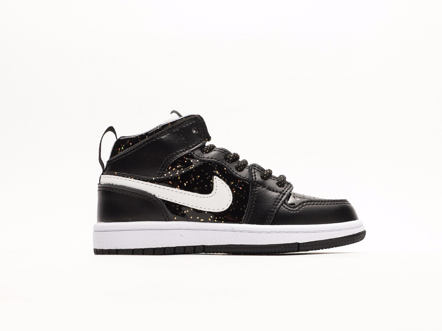 Kids Air Jordan 1 High 'Shiny Black White'