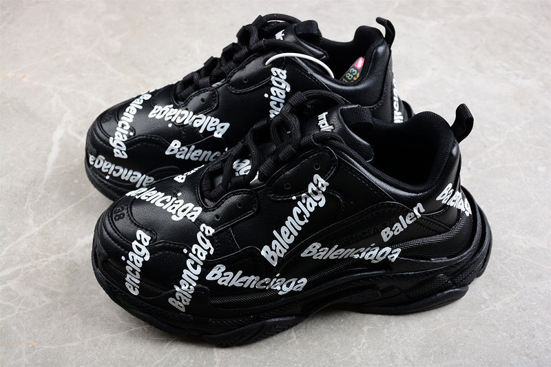 Balenciaga Triple S Black 'Logotype White'