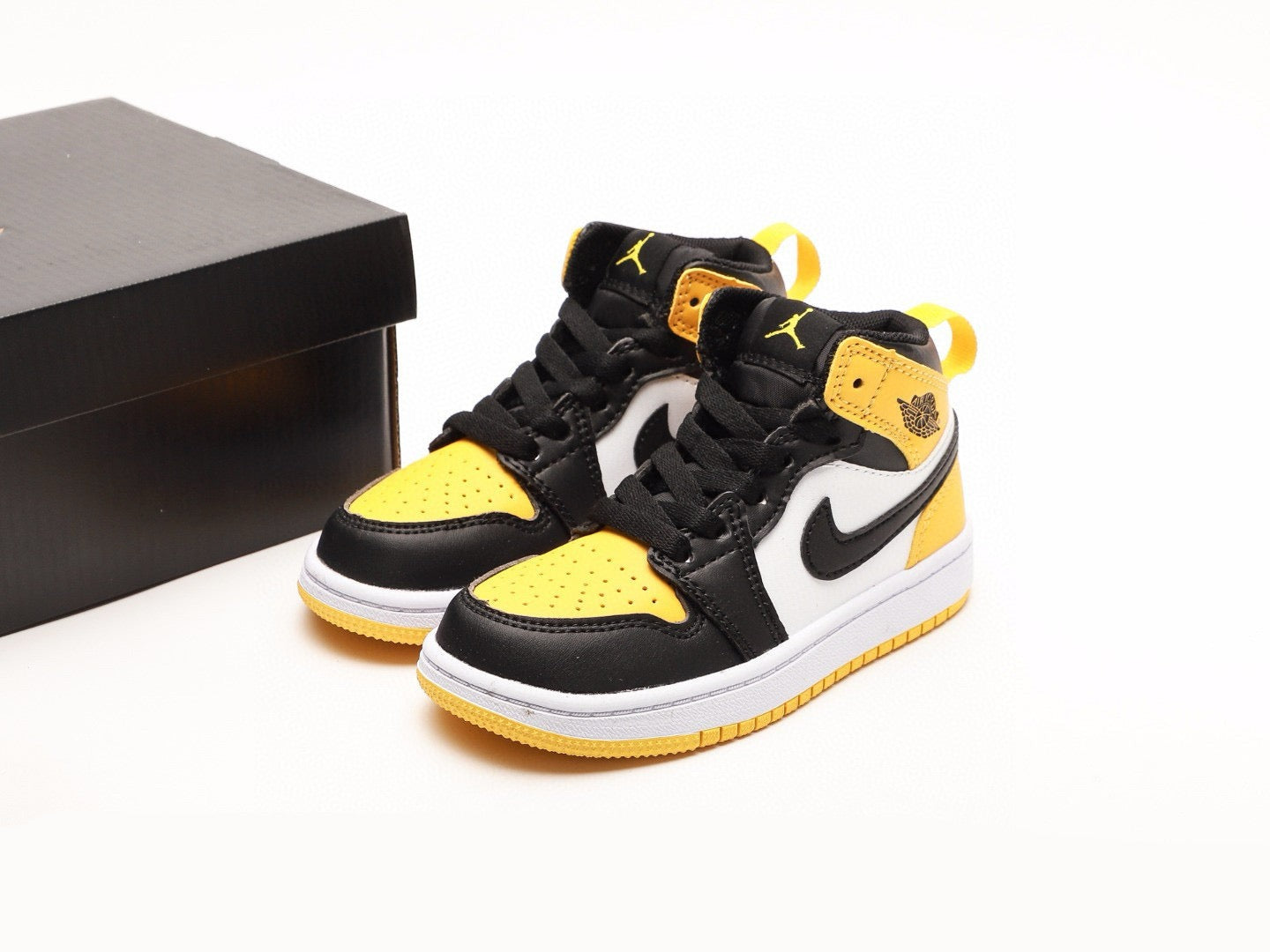 Kids Air Jordan 1 High 'Black White Yellow'