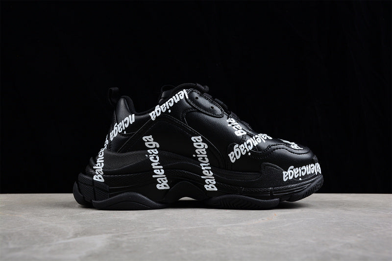 Balenciaga Triple S Black 'Logotype White'