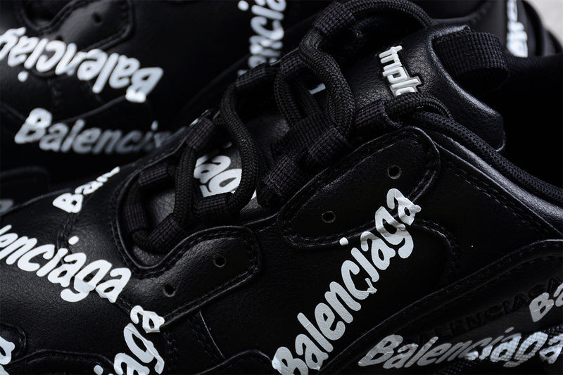 Balenciaga Triple S Black 'Logotype White'