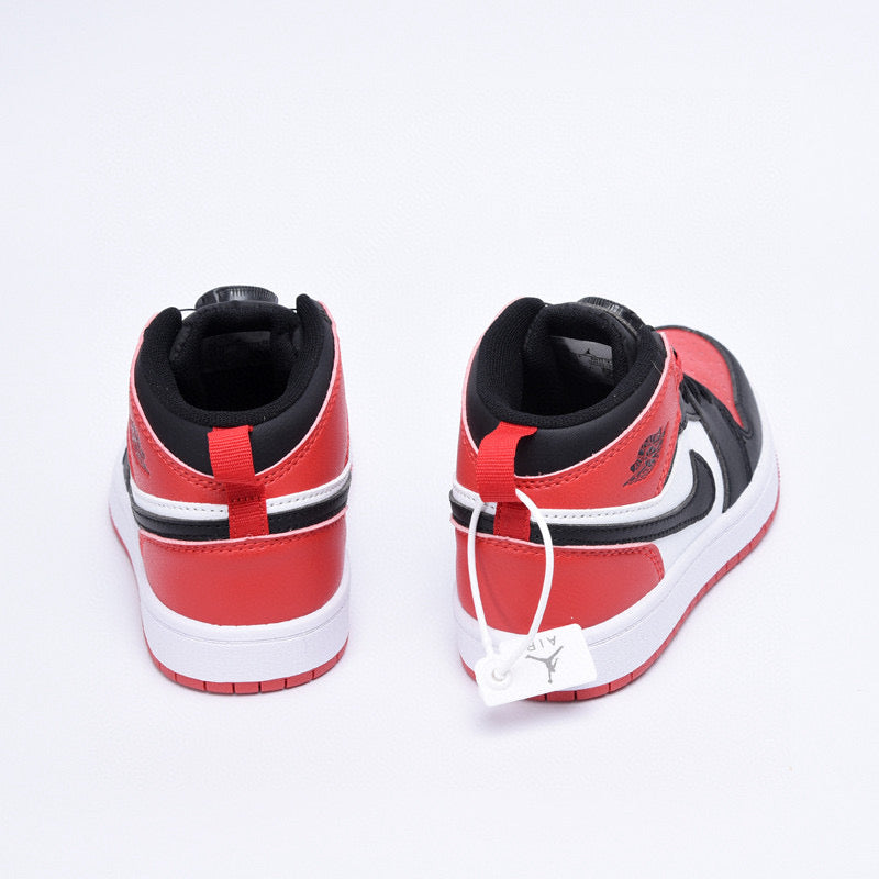 Kids Air Jordan 1 High 'Black White Fire Red'