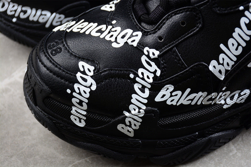 Balenciaga Triple S Black 'Logotype White'
