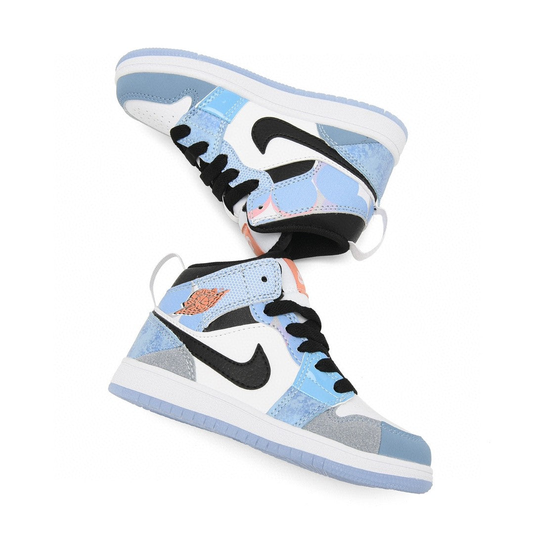 Kids Air Jordan 1 High 'White Triple Baby Blue'