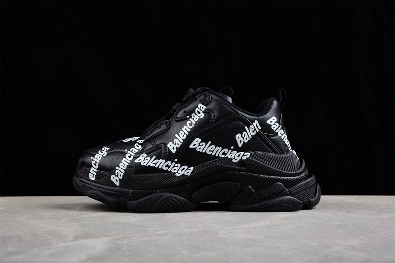 Balenciaga Triple S Black 'Logotype White'