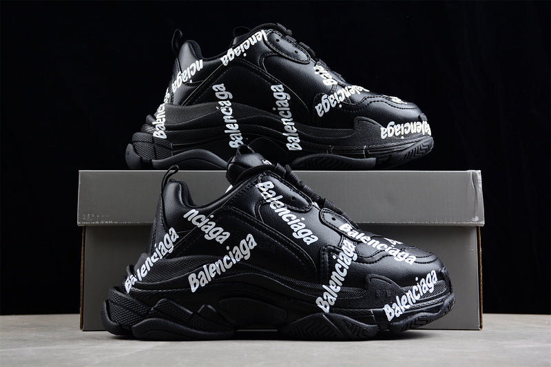 Balenciaga Triple S Black 'Logotype White'