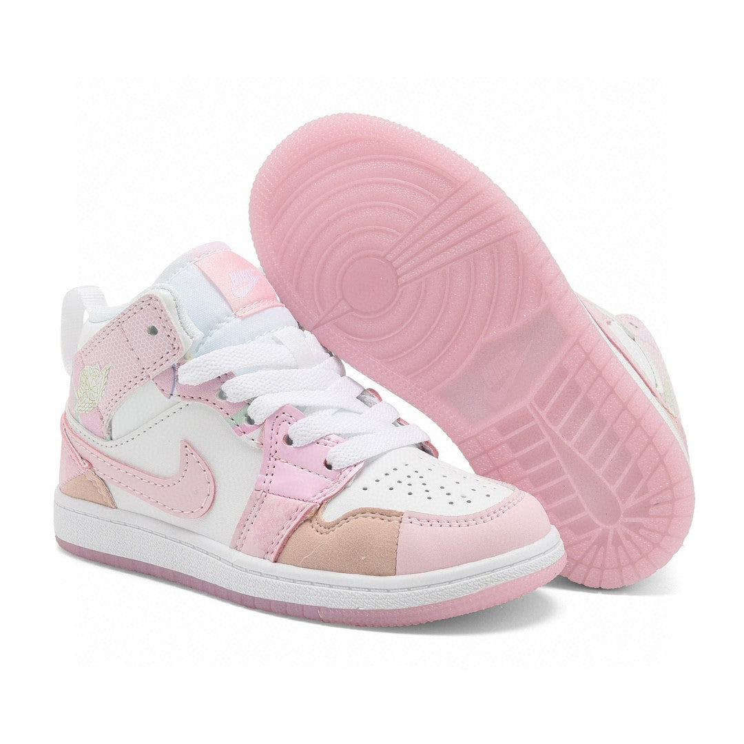 Kids Air Jordan 1 High 'White Triple Baby Pink'