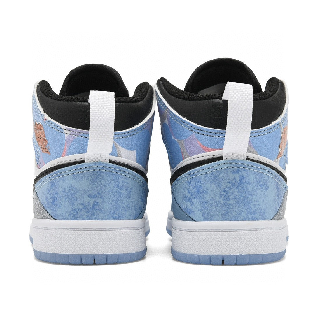 Kids Air Jordan 1 High 'White Triple Baby Blue'