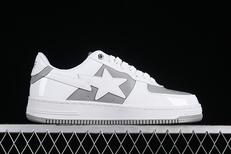 BAPE Bapesta #6 'Patent Leather White-Grey'