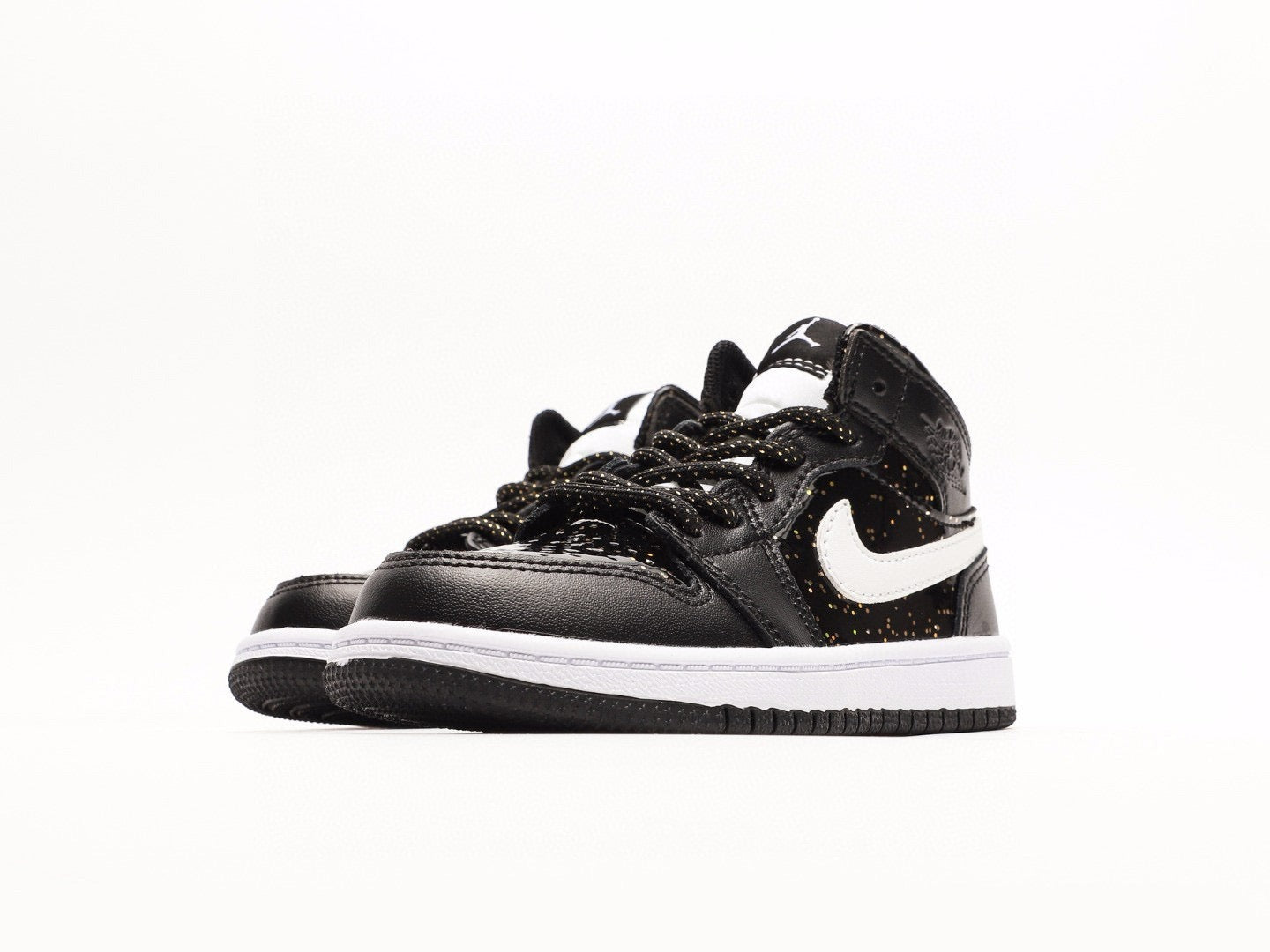 Kids Air Jordan 1 High 'Shiny Black White'