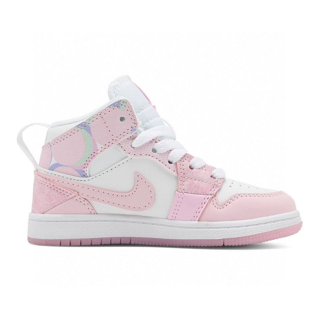 Kids Air Jordan 1 High 'White Triple Baby Pink'