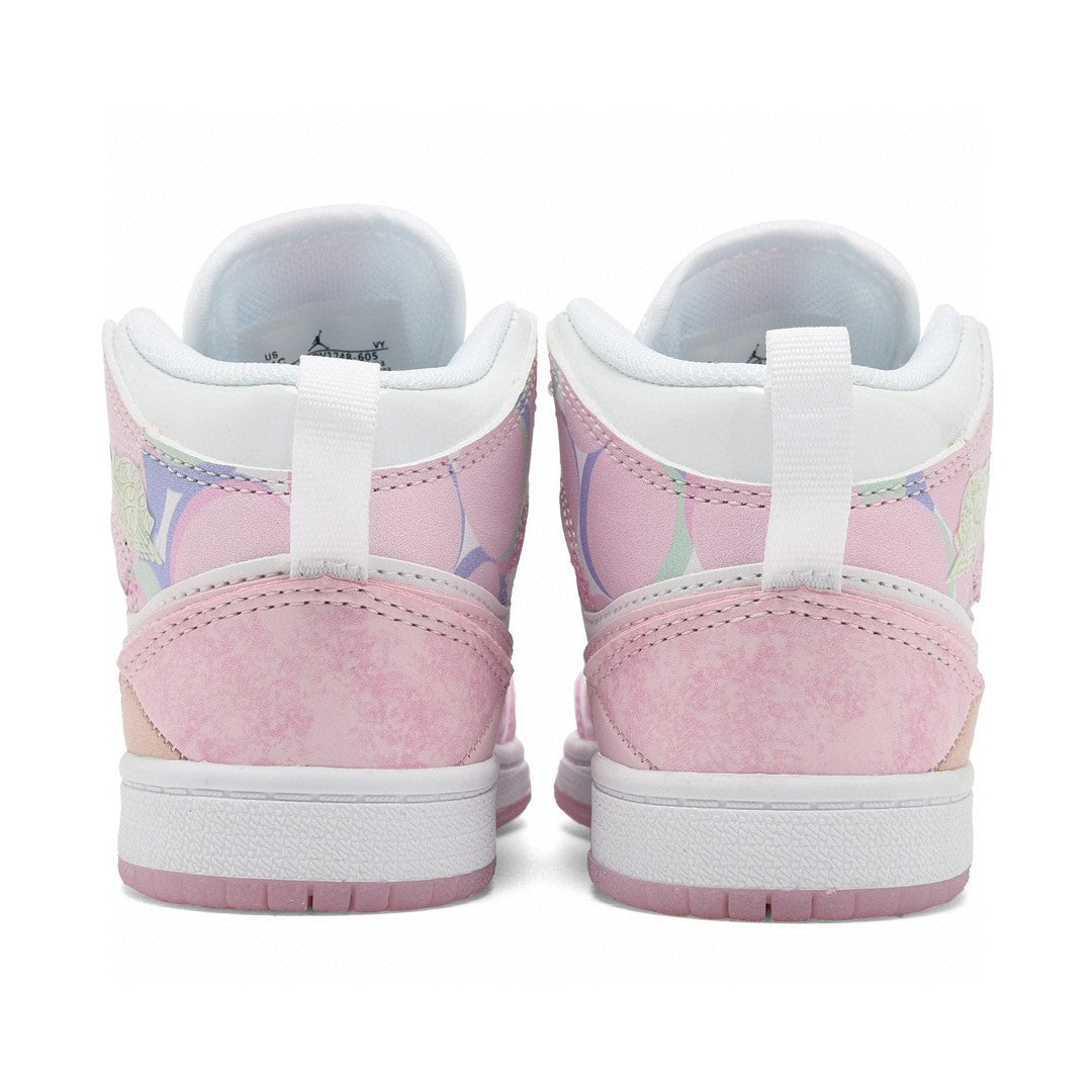 Kids Air Jordan 1 High 'White Triple Baby Pink'