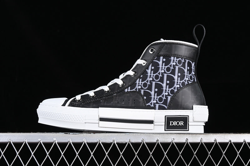 Dior Oblique Canvas B23 High-Top Sneaker Black and White