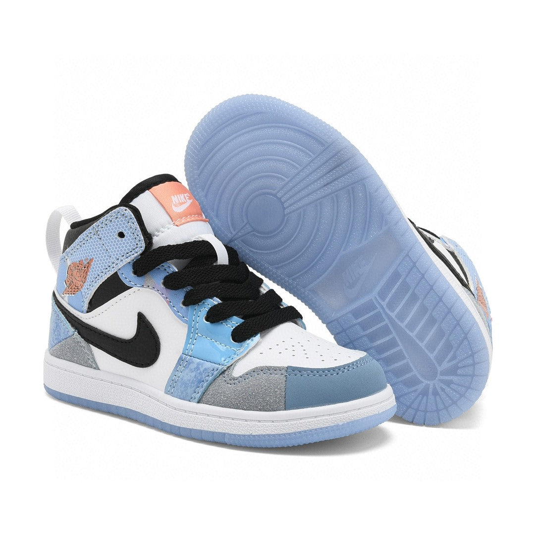 Kids Air Jordan 1 High 'White Triple Baby Blue'