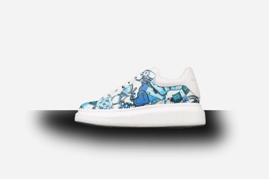 Alexander McQueen Sole White-Graffiti Blue