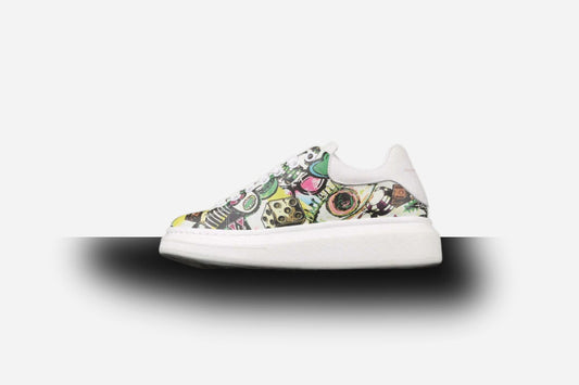 Alexander McQueen Sole White-Graffiti Multi-Color