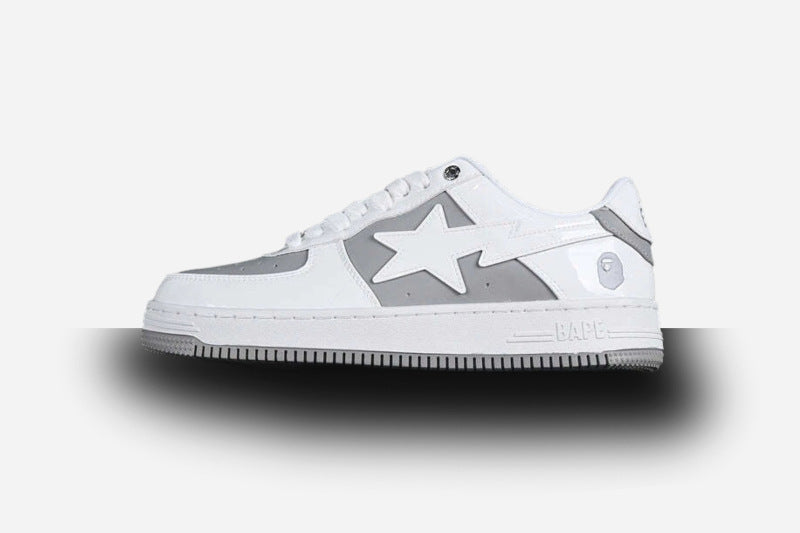 BAPE Bapesta #6 'Patent Leather White-Grey'