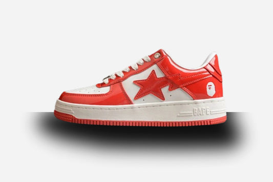 BAPE Bapesta 'Patent Leather White Red'