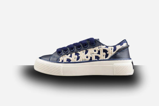 Dior B33 Navy Blue Smooth Calfskin Oblique Raised Embroidery