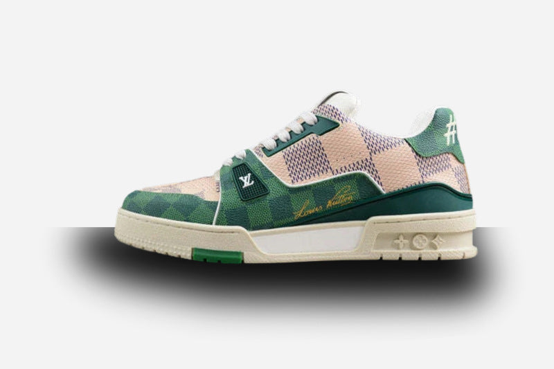 Louis Vuitton #54 Green & Brown Grey Damier Trainers (Copy)