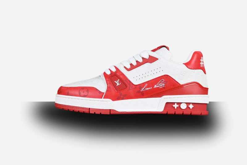 Louis Vuitton Trainer Low #54 Signature White Red