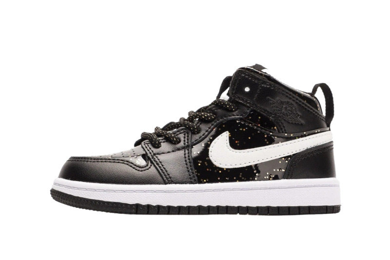 Kids Air Jordan 1 High 'Shiny Black White'