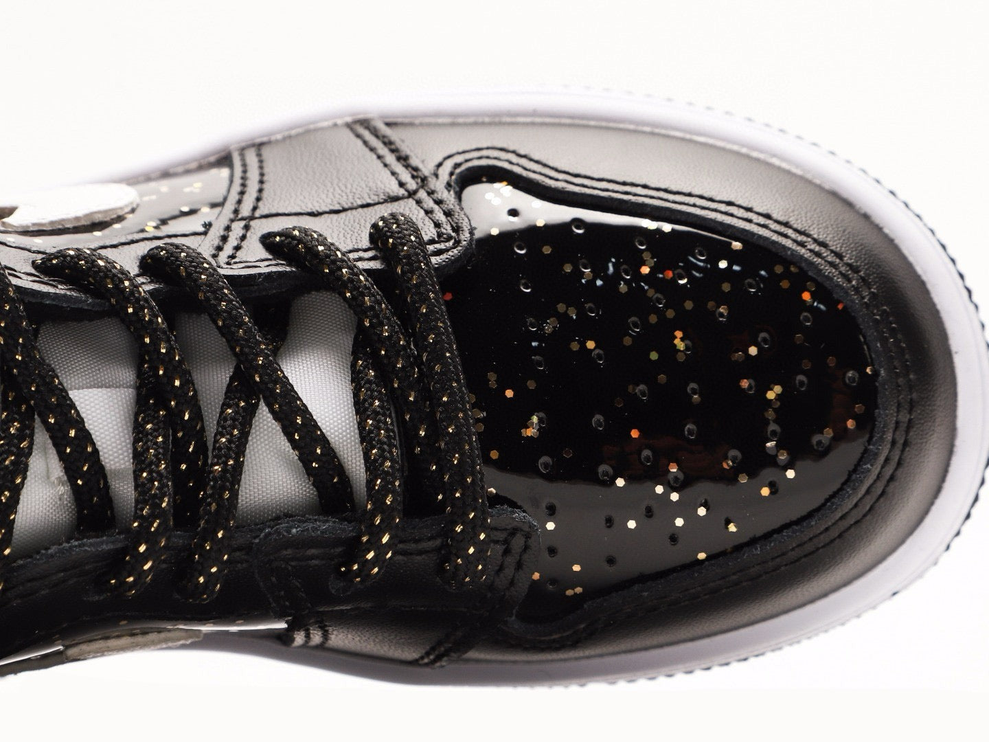 Kids Air Jordan 1 High 'Shiny Black White'