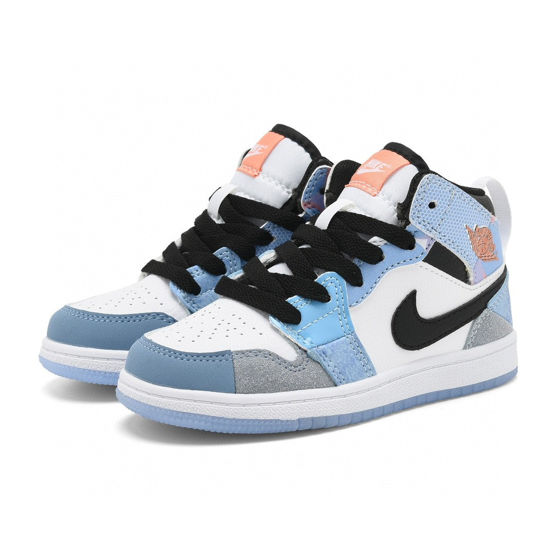 Kids Air Jordan 1 High 'White Triple Baby Blue'