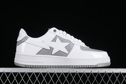 BAPE Bapesta #6 'Patent Leather White-Grey'