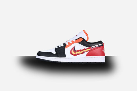 Air Jordan Retro 1 Low Flaming Swoosh/White/Black-Red-Orange