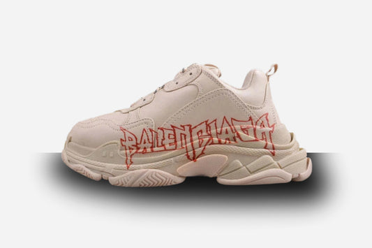 Balenciaga Triple S Beige 'DIY Metal Artwork Red/Black'
