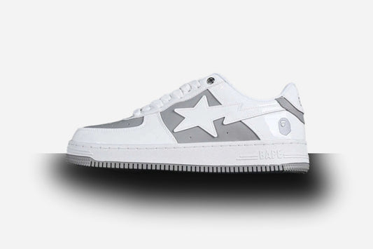 BAPE Bapesta #6 'Patent Leather White-Grey'