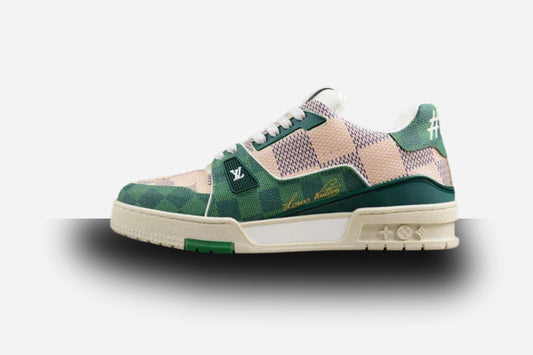 Louis Vuitton #54 Green & Brown Grey Damier Trainers (Copy)