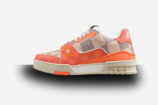 Louis Vuitton #54 Orange & Brown Grey Damier Trainers